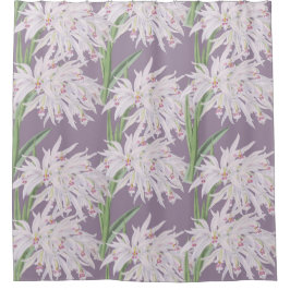 Weiße Orchideen, floral Lila Duschvorhang
