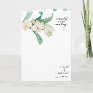 Weiße Orchideen Florale Hochzeitsordnung Programm