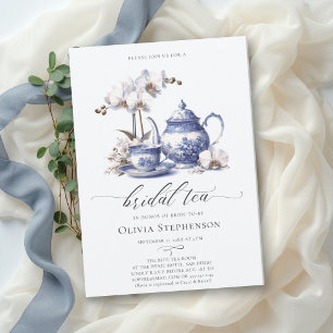 Weiße Orchideen-Hampton-Toile-Schick-Braut-Tee-Par Einladung