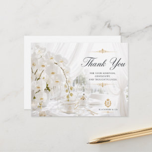 Weiße Orchideen-Hochzeits-Dankeskarten   Tischdeko Postkarte