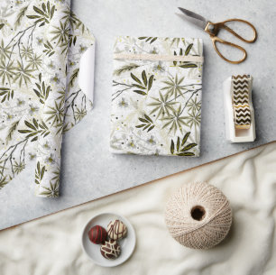 Weiße Orchideen mit tropischen Blätter Geschenkpapier