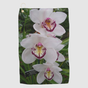Weiße Orchideen schöne tropische Blumen Golfhandtuch