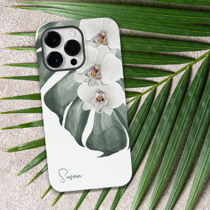 Weiße Orchideen tropische Flora mit Ihrem Namen Case-Mate iPhone 14 Pro Max Hülle