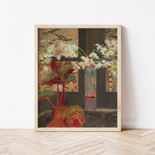 Weiße Orchideen und eine Peonie   Leon Wyczółkowsk Poster