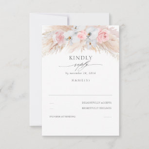 Weiße Orchideen und rosa Rosen Pampas Wedding RSVP