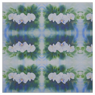 Weiße Orchideenmalerei, botanisches Grün Stoff