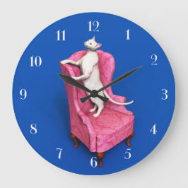 Weiße Oriental Katze runde Uhr