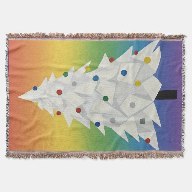 Weiße Origami-Weihnachtsbaum  Decke (Vorderseite)