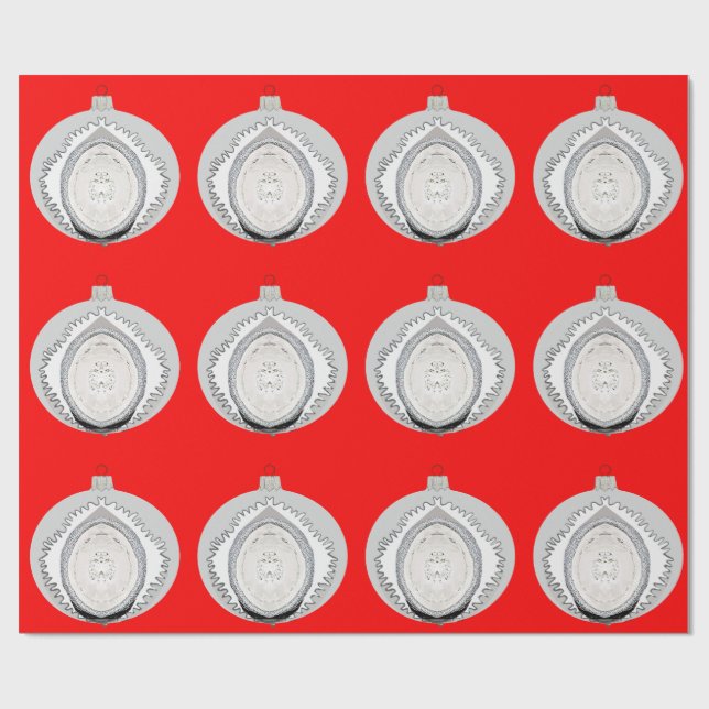 Weiße Ornamente auf rotem Papier Geschenkpapier (Flach)