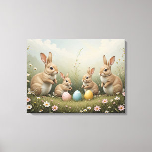 Weiße Osterbände auf der Wiese Rustikale Pastel Leinwanddruck