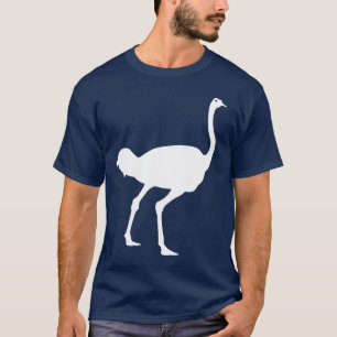Weiße Ostrich-Vogel-Silhouette-Grafik T-Shirt
