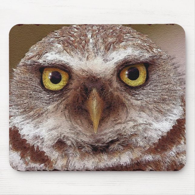 Weiße Owl Wildlife Art Tierfreunde Mousepad (Vorne)