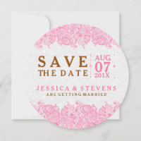 Weiße Paisley und rosa Spitzen Save the Date