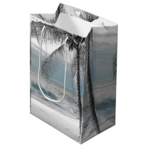 Weiße Palm-Kokosnusswand Strand Elegante Hochzeit Mittlere Geschenktüte