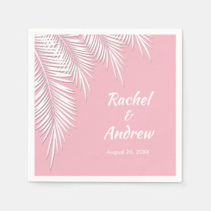 Weiße Palme auf rosa Party Napkins Serviette