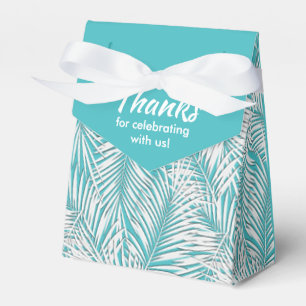 Weiße Palmen auf Türkis Party Favor Boxen Geschenkschachtel