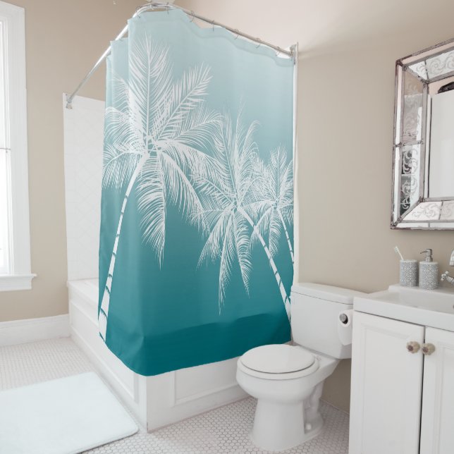 Weiße Palmen, die Sie wählen FARBE INSTANT Ombré Duschvorhang (Beispiel)