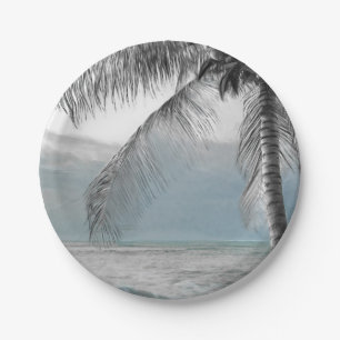 Weiße Palmen-Kokospalme Elegante Strandhochzeit Pappteller