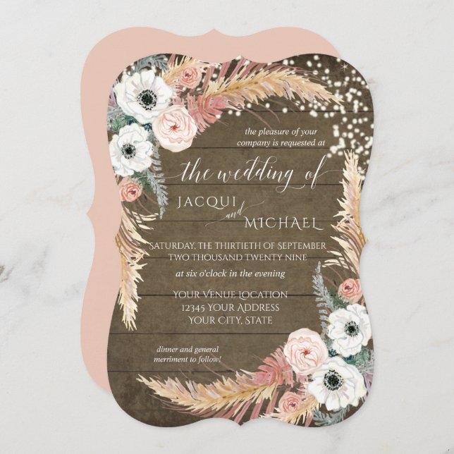 Weiße Pampelgras Blässe Einladung (Vorne/Hinten)