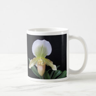 Weiße Pantoffel-Orchideen-Tasse Tasse