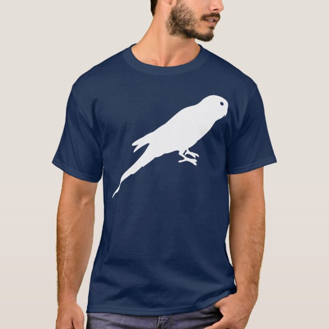 Weiße Parakeet-Vogel-Silhouette T-Shirt (Vorderseite)