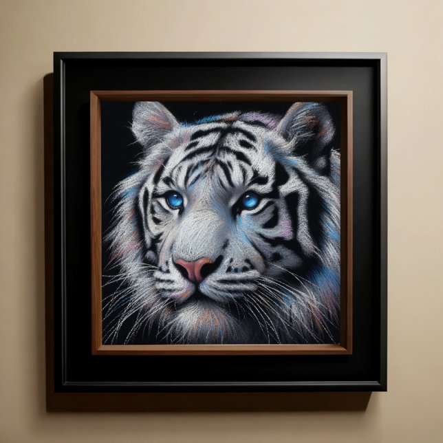 Weiße Pastelle Zeichnend Tiger Poster (Von Creator hochgeladen)