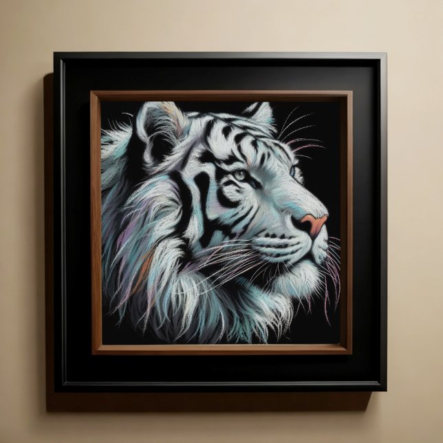 Weiße Pastelle Zeichnend Tiger Poster (Von Creator hochgeladen)