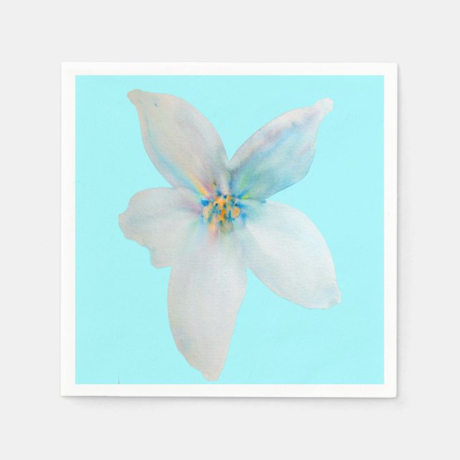 Weiße pastellfarbene Blume Aquarell Serviette (Vorderseite)