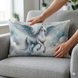 Weiße Pegasus Flügel Sanfte Blaue Himmel Traumland Lendenkissen