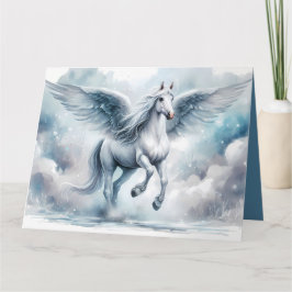 Weiße Pegasus Flügel Sanfte Blaue Himmels Traumlan Karte