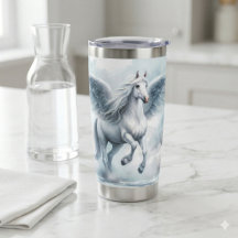 Weiße Pegasus Flügel Sanfte Blaue Himmels Traumlan