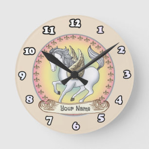 Weiße Pegasus-Uhr Runde Wanduhr