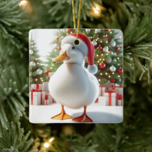 Weiße Pekinger Ente Individuelle Rückseite Verzier Keramikornament