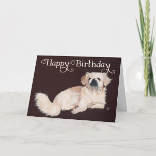 Weiße Pekingese-Geburtstagskarte Karte