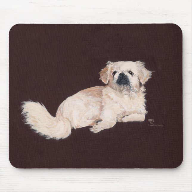Weiße Pekingese Mousepad (Vorne)