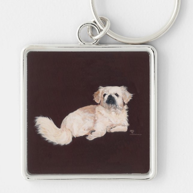 Weiße Pekingese Schlüsselanhänger (Vorne)