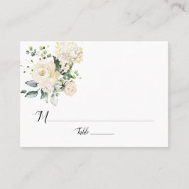 Weiße Peonings und Rose flache Platzkarten