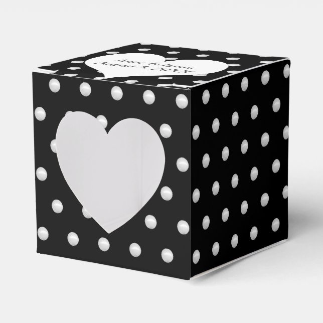 Weiße Perlen auf schwarz Geschenkschachtel (Vorderseite)