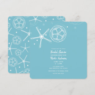 Weiße & Perlen Seestern Hochzeit Braut Dusche Einladung