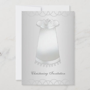 Weiße Perlen Weißgown Weißes Christening Einladung