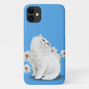 weiße Perserkatze mit Gänseblümchen Case-Mate iPhone Hülle
