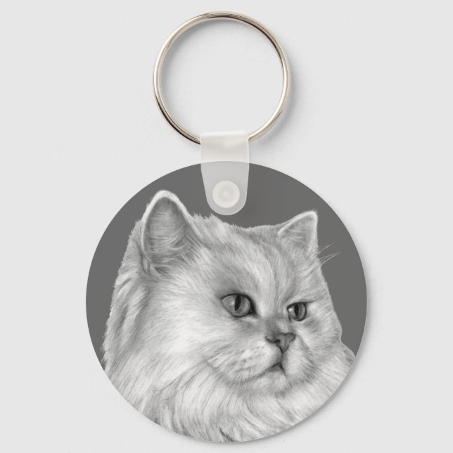 Weiße Perserkatze Schlüsselanhänger (Vorderseite)
