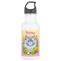 Weiße persische Katze bei Blume Personalisiert