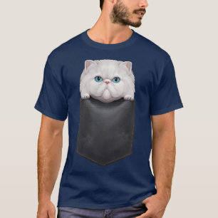 Weiße persische Katze in der Brust-Tasche T-Shirt