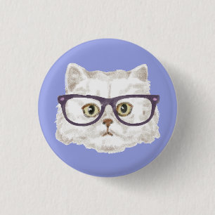 Weiße persische Katze mit Brille Button