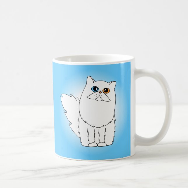 Weiße persische Katze mit sonderbaren Augen Kaffeetasse (Rechts)