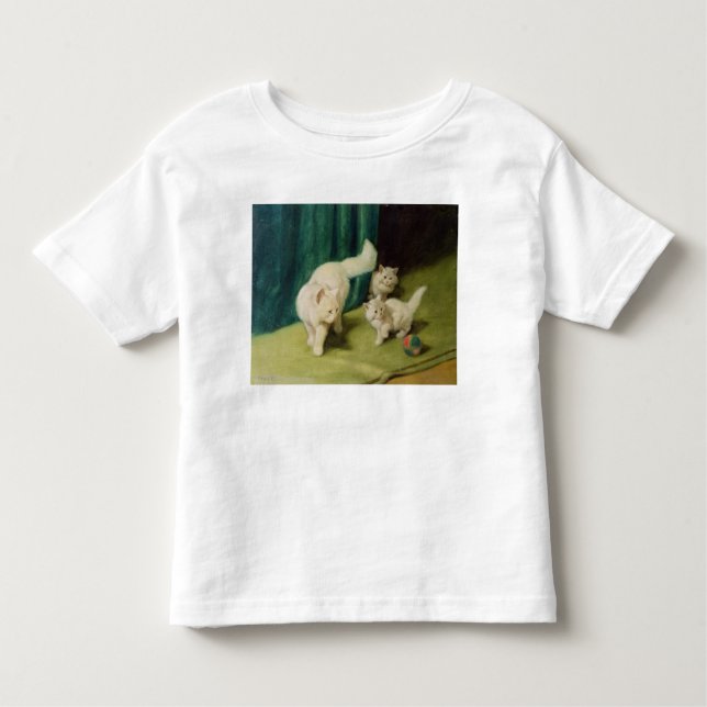 Weiße persische Katze mit zwei Kätzchen Kleinkind T-shirt (Vorderseite)
