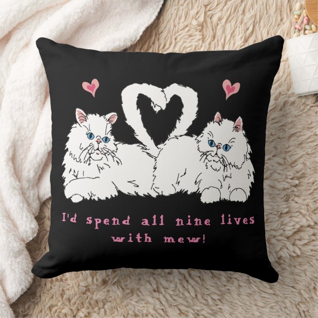 Weiße persische Katzen mit Herzklopfen Kissen (Decke)