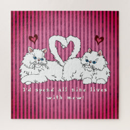 Weiße persische Katzen mit Herzvalentiner Puzzle