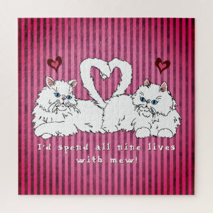 Weiße persische Katzen mit Herzvalentiner Puzzle